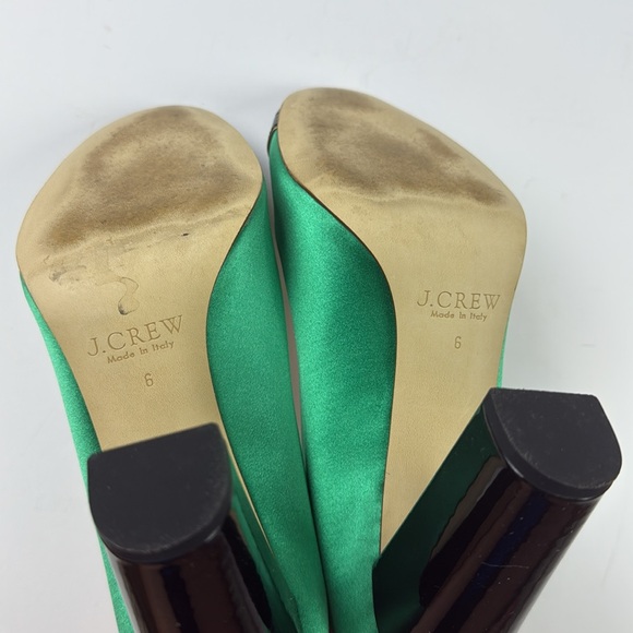 J.Crew Etta Emerald Cap Toe emerald satin Heels 6 - Picture 5 of 6